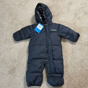 NWT Columbia Infant Snuggly Bunny II‎ Snow Suit Bunting Black Puffer Hooded 3-6m